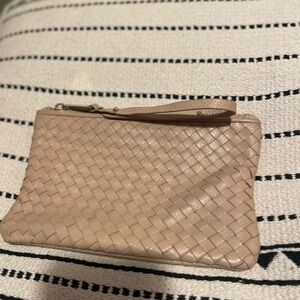 Cole Haan Woven Leather Clutch in Beige
